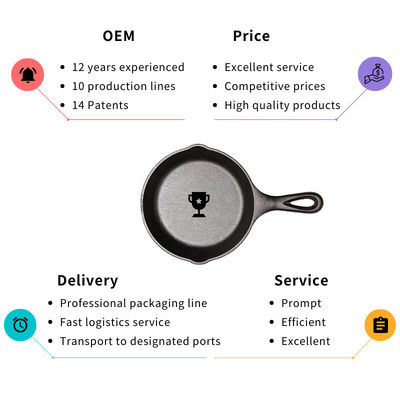 Sartén Pan Pre Seasoned Frying Pan del arrabio del ODM del OEM los 26/30cm