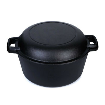 cazuela 2 del arrabio 4.8L en 1 cacerola del arrabio con la tapa de la sartén