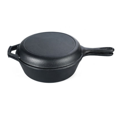 3.2Quart la sartén Pan Casserole 2 del arrabio en 1 para acampar y cocinar al aire libre