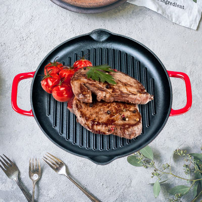 La parrilla modificada para requisitos particulares Pan Enamel Coating With Two del top de la estufa dirige