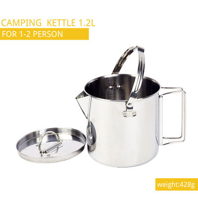 1.2L que acampa cocinando el plegamiento del sistema maneja la caldera de té que acampa de acero inoxidable