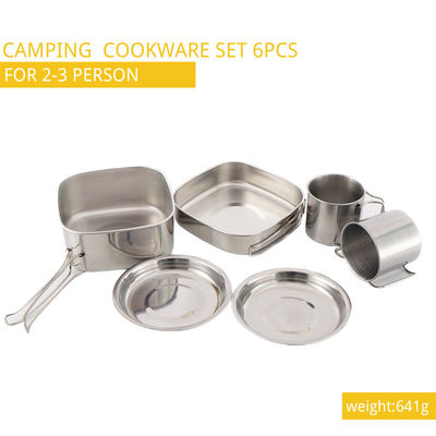 El cocinar que acampaba de H6.8CM fijó el Cookware que acampaba 6pcs/Set del acero inoxidable de D14.7CM