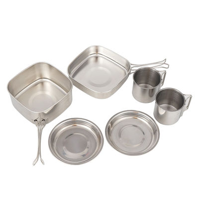El cocinar que acampaba de H6.8CM fijó el Cookware que acampaba 6pcs/Set del acero inoxidable de D14.7CM