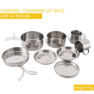 8pcs que acampaba cocinando acampar inoxidable del sistema fijó caminar el pote ISO9001