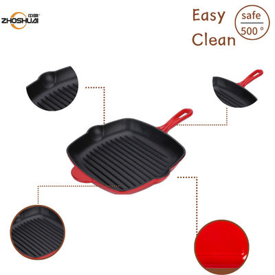 9 pulgadas Duracast esmaltaron la parrilla Pan With Long Handle del arrabio
