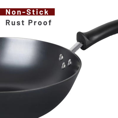 Tapa china ISO9001 de Pan Pre Seasoned With Glass del wok de la prueba del moho
