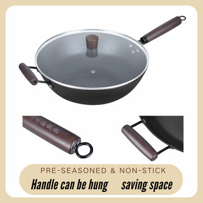 No manija de madera de Pan Good Heat Retention With del wok chino del palillo