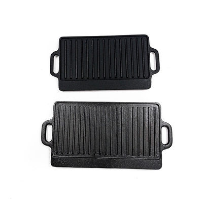 Plancha rectangular del arrabio de dos manijas con los cantos 18x9.4x0.6inch