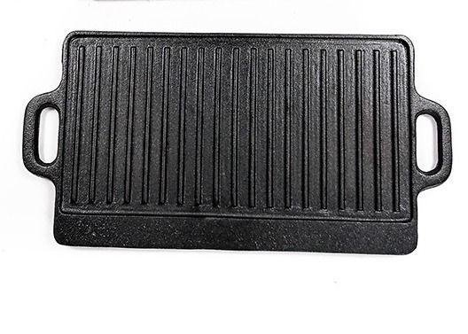 Plancha rectangular del arrabio de dos manijas con los cantos 18x9.4x0.6inch
