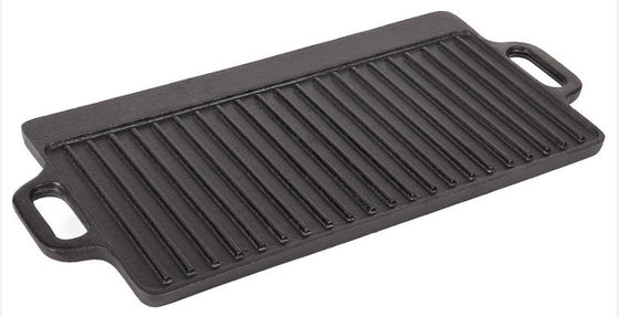 Plancha rectangular del arrabio de dos manijas con los cantos 18x9.4x0.6inch