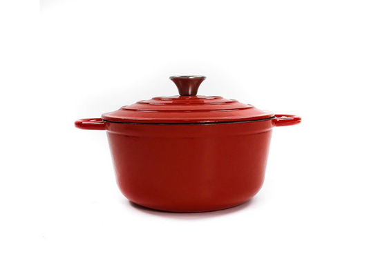 La cacerola roja ISO9001 del arrabio del ODM los 21.3*10cm del OEM certificó