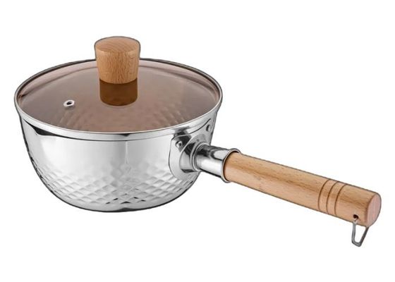 el Cookware de acero inoxidable de los 20/22cm fija el cazo de acero inoxidable 304 con la tapa de cristal