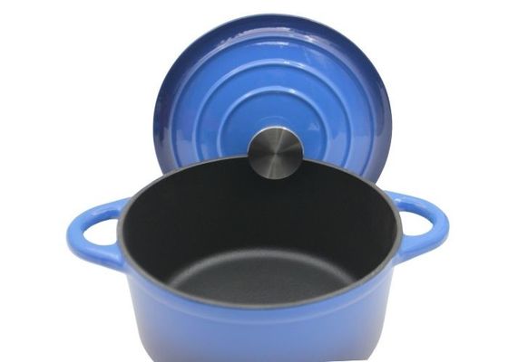 Plato azul de la cazuela del esmalte con la tapa para toda la estufa 3.8/5/5.3kg