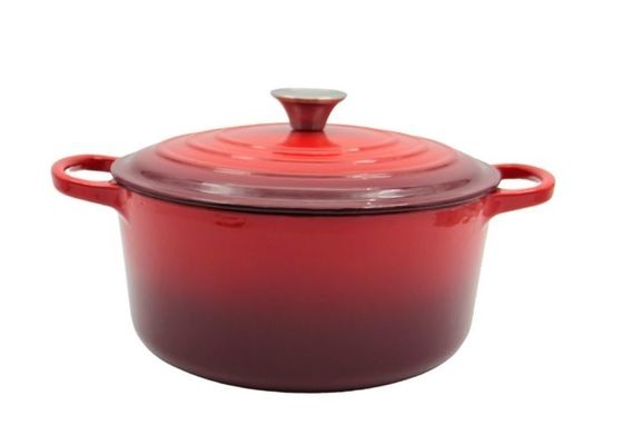 La cacerola roja ISO9001 del arrabio del ODM los 21.3*10cm del OEM certificó