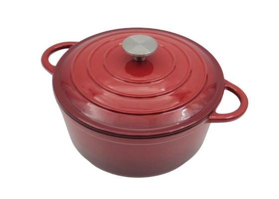 La cacerola roja ISO9001 del arrabio del ODM los 21.3*10cm del OEM certificó