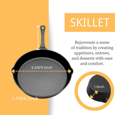 Sartén redonda del arrabio Pre-sazonada: Perfeccione para la cocina casera y al aire libre asando a la parrilla 10 pulgadas/12 pulgadas