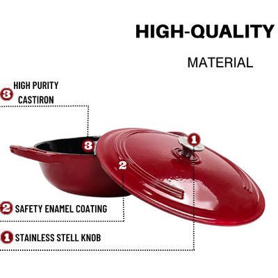 Top oval de Oven Dish For All Glass del esmalte de Matt Red Cast Iron Casserole