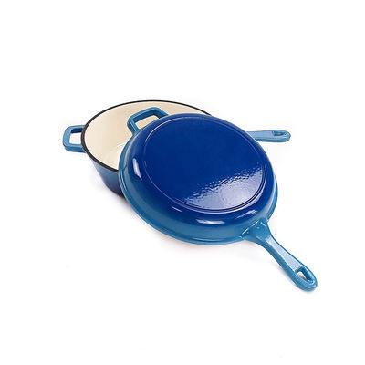 2 en 1 sartén Pan Enamel Coated del arrabio cazuela de la sartén del arrabio de 3,2 cuartos de galón