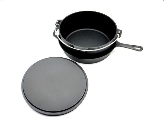 Horno holandés de hierro fundido con mango de acero inoxidable
