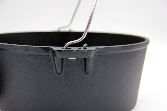 Fuego de campaña de hierro fundido de 6 kg con tapa - Pot de hierro fundido redondo de 5,5 litros para cocinar al aire libre, estufas y hornos