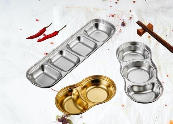 Salsa de condimento dividida plato de inmersión de acero inoxidable OEM y ODM para restaurante en casa