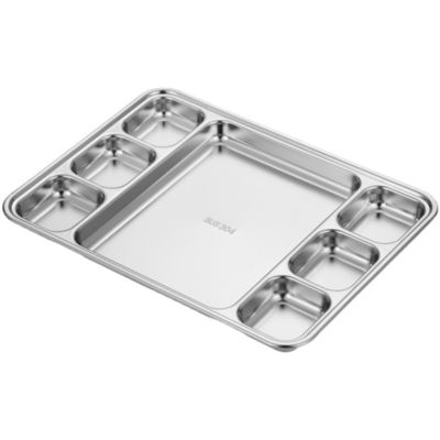 Placas metálicas de acero inoxidable rectangulares divididas para cenar