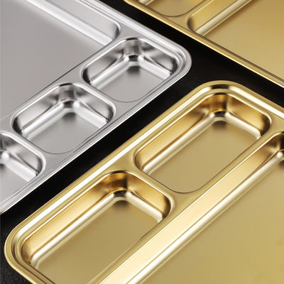 Placas metálicas de acero inoxidable rectangulares divididas para cenar
