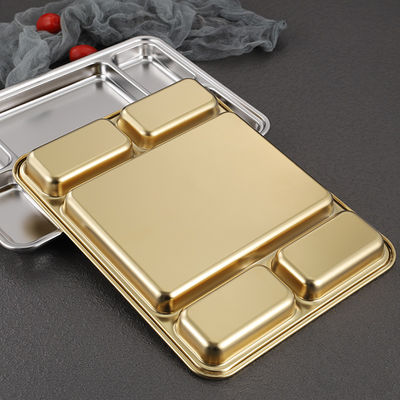Placas metálicas de acero inoxidable rectangulares divididas para cenar