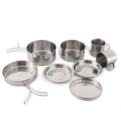 8pcs que acampaba cocinando acampar inoxidable del sistema fijó caminar el pote ISO9001