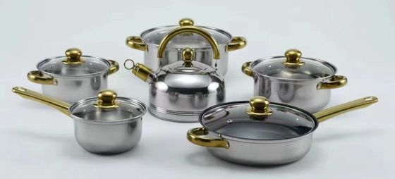 No pote de acero inoxidable del Cookware del palillo 6 pedazos de los sistemas de la categoría alimenticia ningún combeo