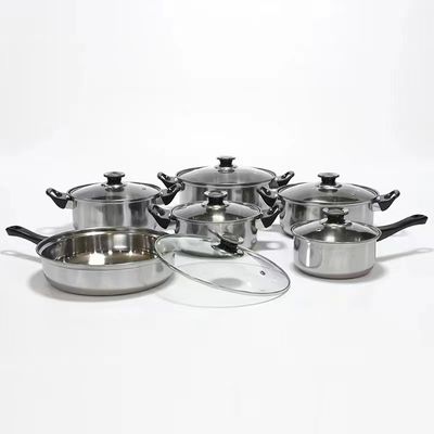 No pote de acero inoxidable del Cookware del palillo 6 pedazos de los sistemas de la categoría alimenticia ningún combeo