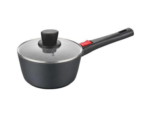 Plato profundo grande Aluminumpot los 28cm con el negro de cristal de la tapa