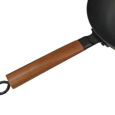 12&quot; wok de la sartén del arrabio del SGS del diámetro con la manija de madera