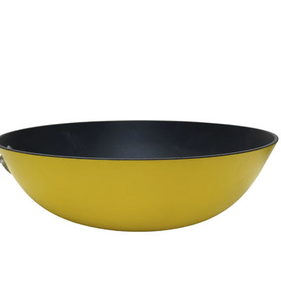 Wok chino de la sartén superior del arrabio 13Inch con la tapa y no el palillo de cristal moderados