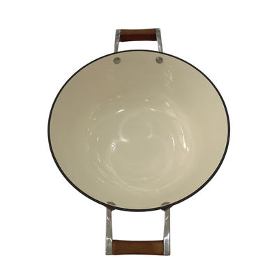 wok chino de la sartén del arrabio 15Inch con las manijas durables del lazo