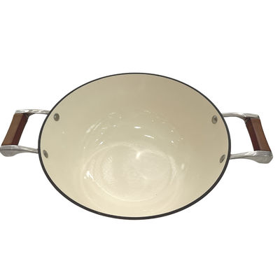 wok chino de la sartén del arrabio 15Inch con las manijas durables del lazo