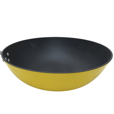 Wok chino de la sartén superior del arrabio 13Inch con la tapa y no el palillo de cristal moderados
