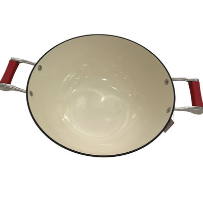 wok chino de la sartén del arrabio 15Inch con las manijas durables del lazo