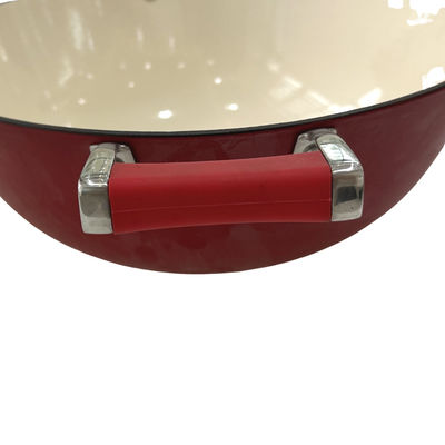 wok chino de la sartén del arrabio 15Inch con las manijas durables del lazo