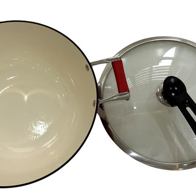 wok chino de la sartén del arrabio 15Inch con las manijas durables del lazo