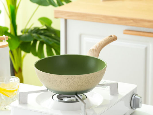 Manija a prueba de calor de Pan With Flat Bottom And del wok chino versátil 12Inch