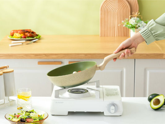 13Inch wok de aluminio chino capa de Pan With Tempered Glass Lid y no del palillo