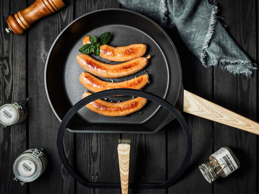 Sartén de aluminio 10Inch del plato profundo grande de BSCI con la tapa de cristal