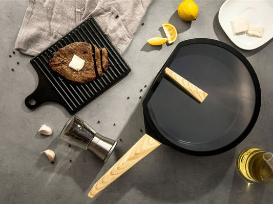 Cookware de aluminio 11Inch que fríe la base de acero de Pan Heavy Duty With Stainless