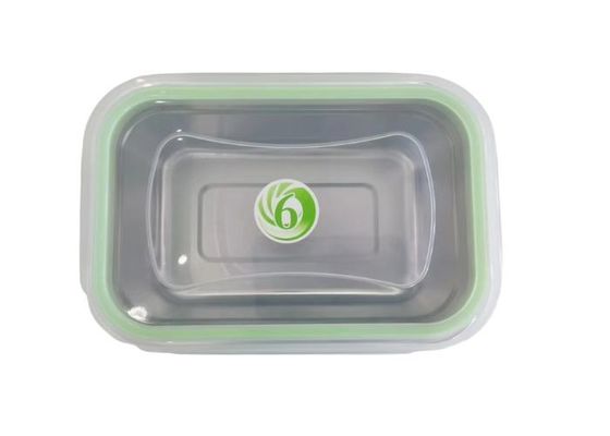 Contenedor de acero inoxidable reutilizable con tapa de plástico transparente de 18 cm