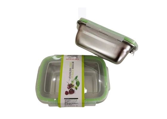 Contenedor de acero inoxidable reutilizable con tapa de plástico transparente de 18 cm