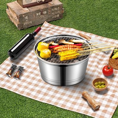 Estufas portátiles para barbacoa de acero inoxidable de 29 cm para acampar