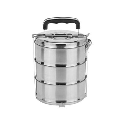 Caja de almuerzo multifuncional de acero inoxidable con compartimientos y capas múltiples