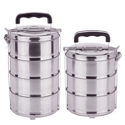 Caja de almuerzo multifuncional de acero inoxidable con compartimientos y capas múltiples