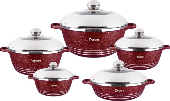 10pcs Nuevo diseño de fundición por inyección de aluminio sin pegamento Kitchenware Sets Soup Pot